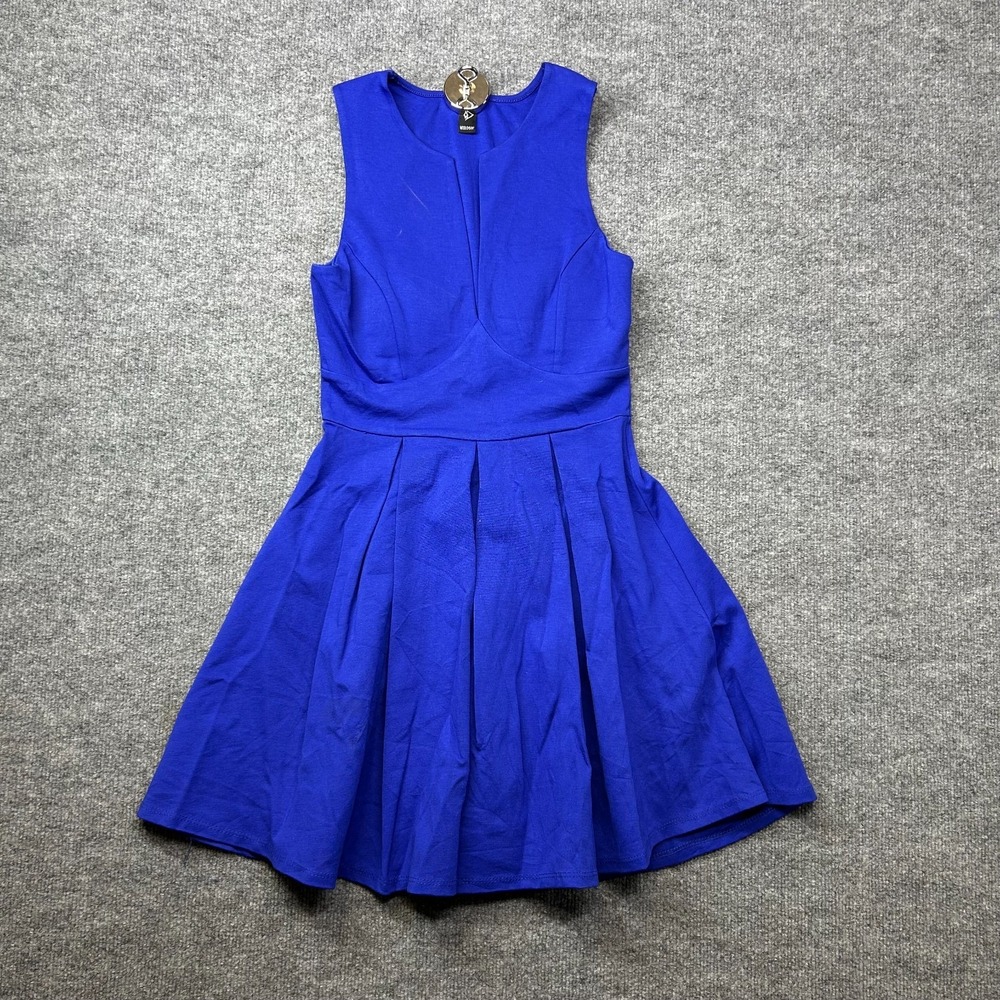 Fit & Flare Prom Dress Women's Royal Blue Notch V-Neck Pleated Skirt‎ Party